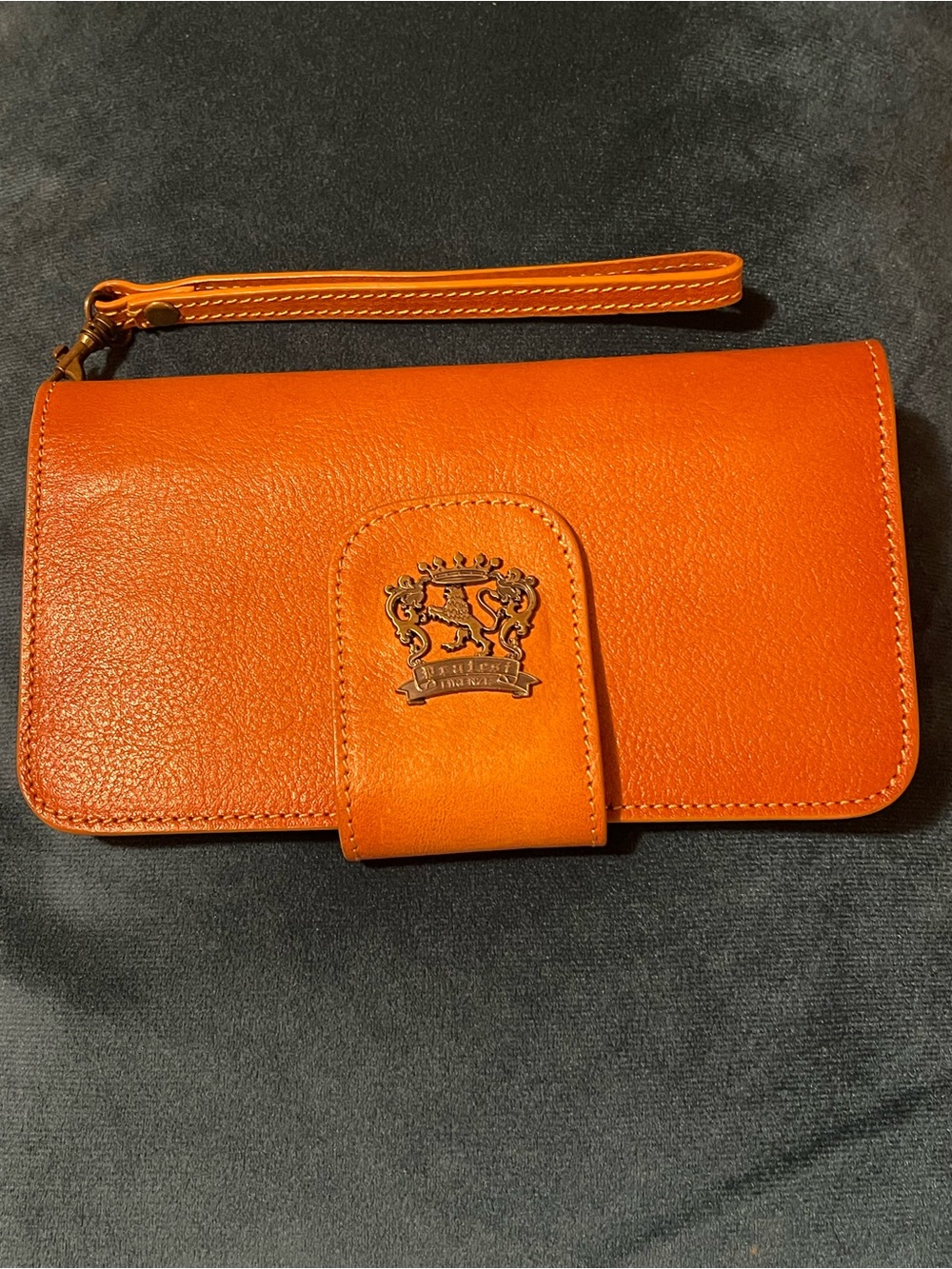 Rare Pratesi Firenze Cognac Leather Long Wallet Wristlet Bag